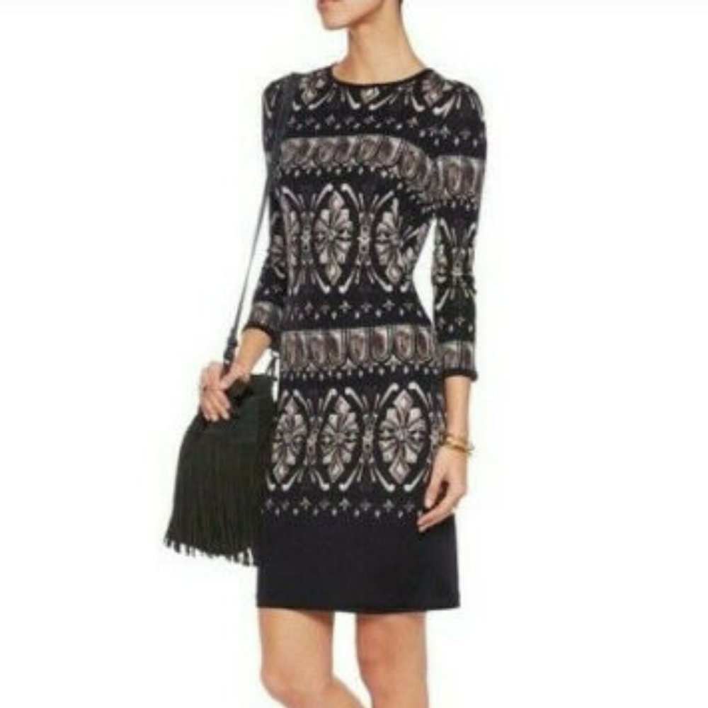 Tory Burch Rossella Dress XS Black Silk Print